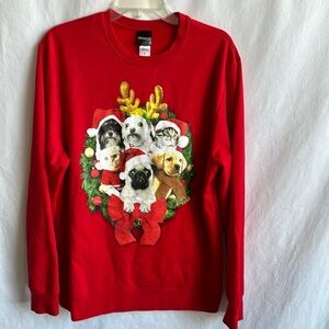 Fifth Sun cats and dogs Ugly Christmas sweatshirt, size L